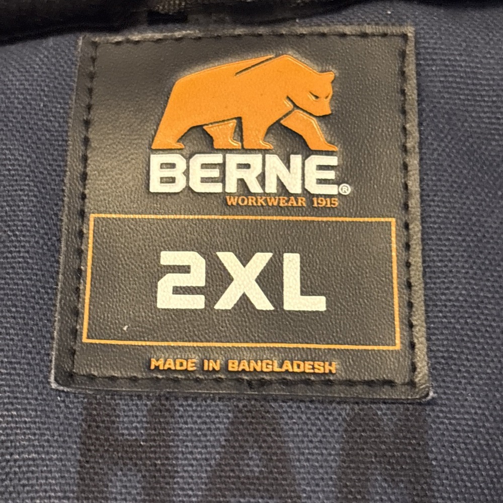 Berne Mens Workwear Jacket Duck Canvas Full Zip Hood Industrial HJ51ND 2XL Blue - Picture 12 of 15